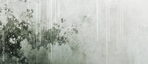 Delicate plum rain patterns on textured washi, soft misty gray and light green, evoking summer showers photo