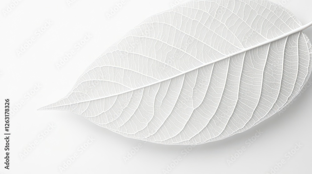 Obraz premium Delicate White Leaf on a Soft Background