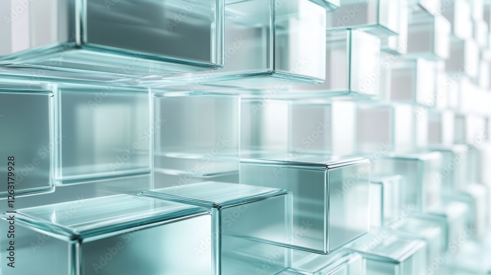 Obraz premium Frosted Glass 3D Graph Representing Financial Growth, Clean Modern Design with Soft Gradient Lighting