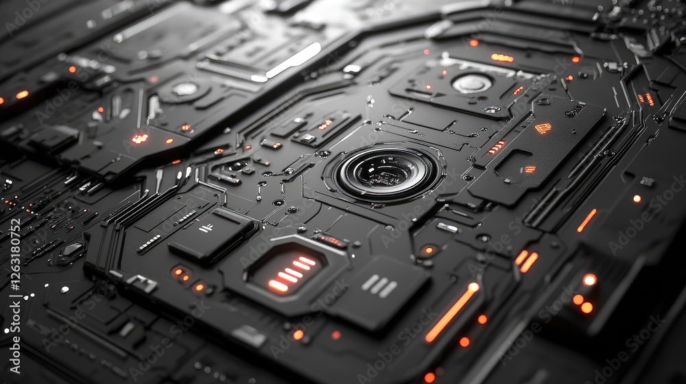 Fototapeta premium Futuristic Technology Panel With Glowing Components