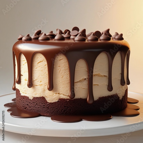 Chocolate cake on dark background, Favorite Kind of Cheesecake, Chocolate cake with with berries, strawberries and cherries, Double chocolate cake, Chocolate Cake With Chocolate Frosting on Plate.