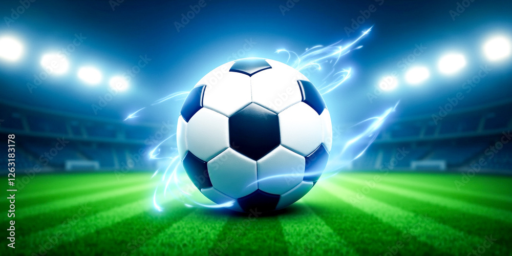 Obraz premium dynamic soccer ball on a stadium field