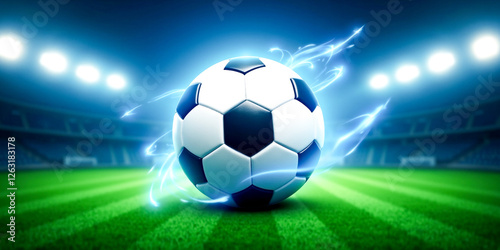 dynamic soccer ball on a stadium field