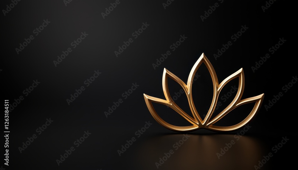 Obraz premium Elegant golden lotus flower on a dark background, symbolizing peace and tranquility.