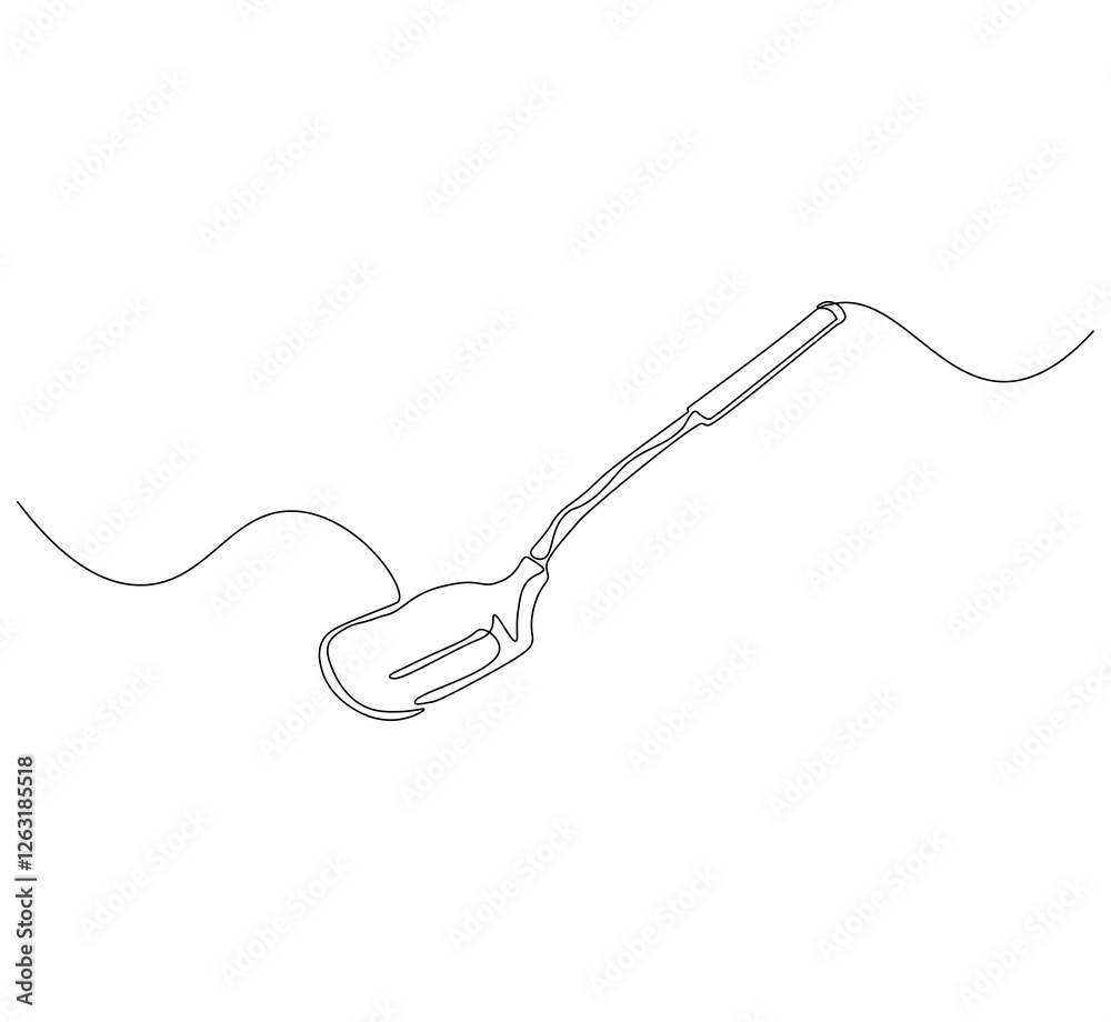 Obraz premium Spatula kitchen continuous line. Continuous one line drawing spatula. Spatula, equipment concept. Single line drawing