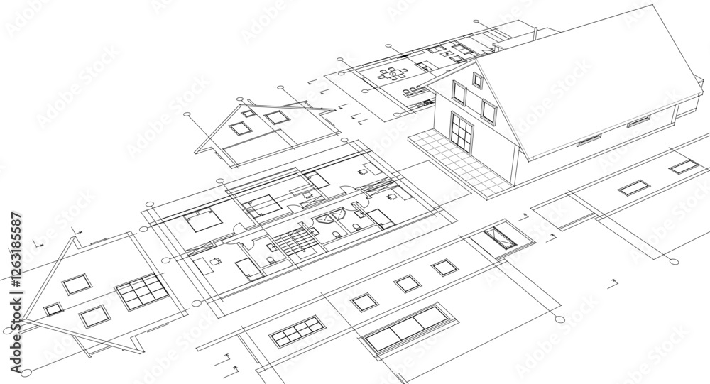 traditional residential architecture sketch house 3d traditional residential architecture sketch house 3d
