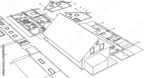 traditional residential architecture sketch house 3d