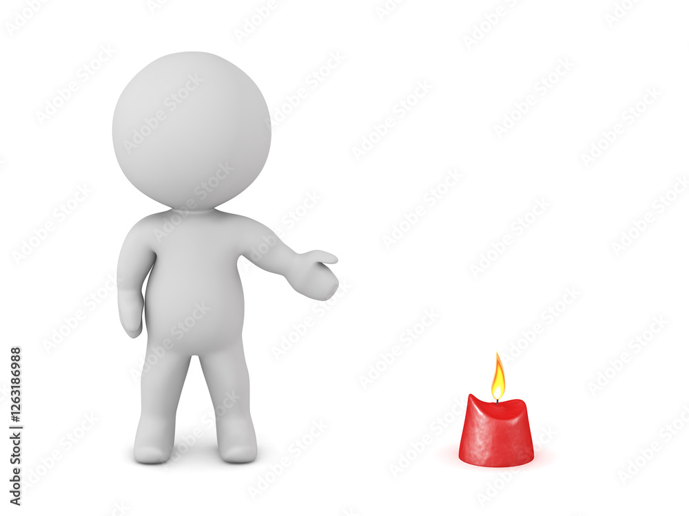 3D Character Showing a Small Candle 3D Character Showing a Small Candle