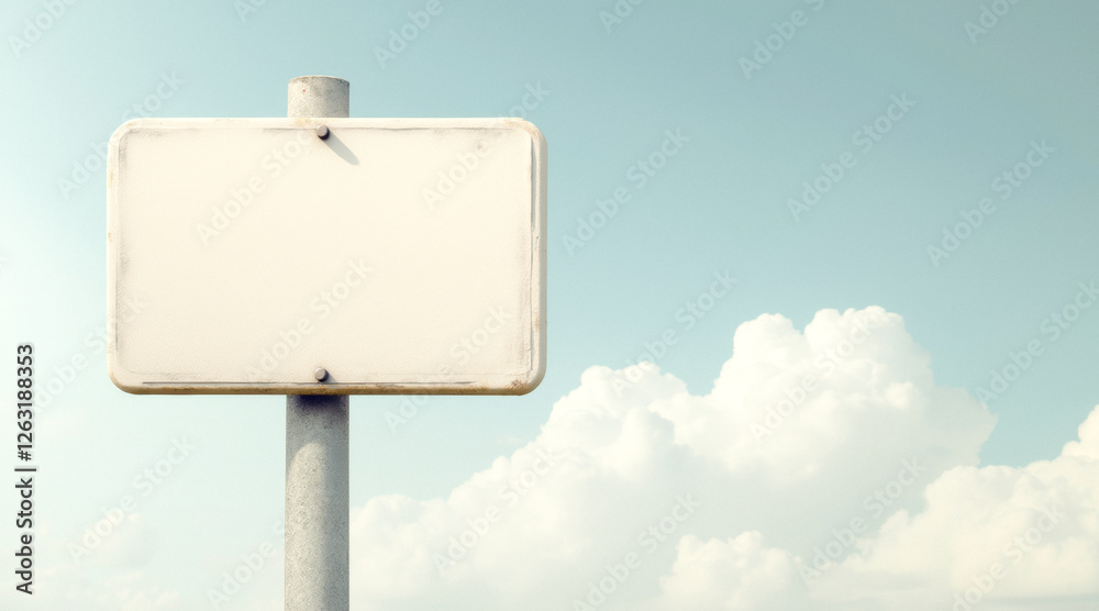 blank white rectangular sign against a pale blue sky blank white rectangular sign against a pale blue sky