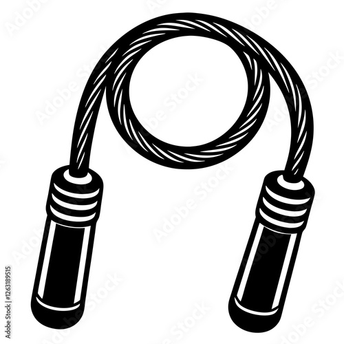 Jump rope handle featuring an inwardly sculpted silhouette vector illustration 