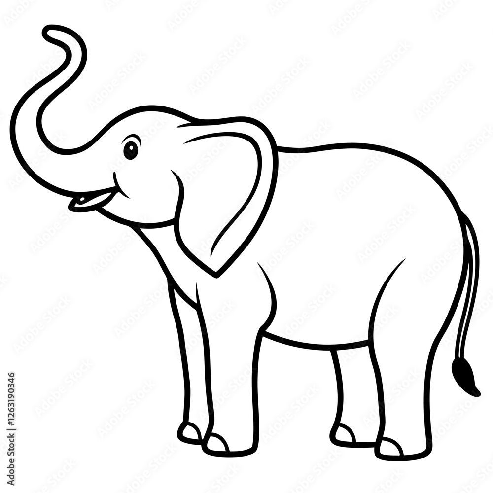 Elephant with an upward trunk silhouette vector illustration Elephant with an upward trunk silhouette vector illustration
