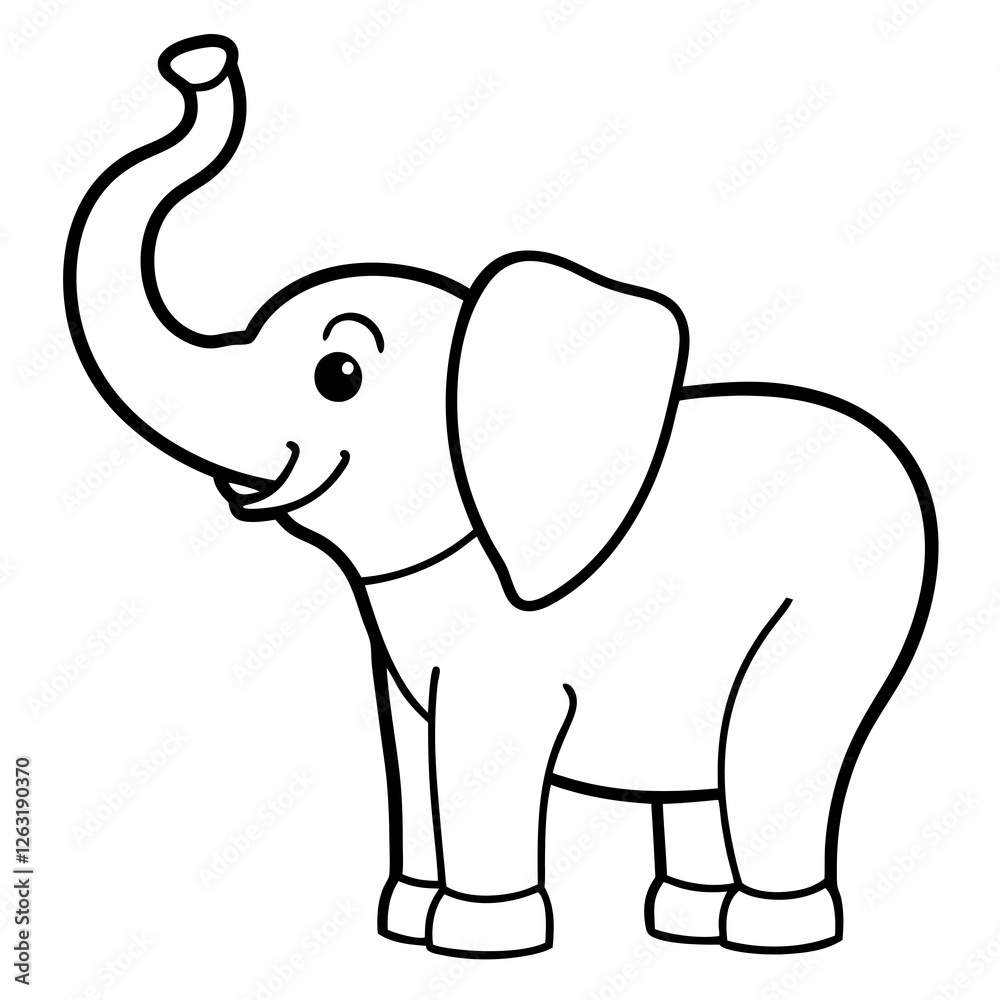 Fototapeta premium Elephant with an upward trunk silhouette vector illustration