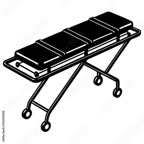 Emergency stretcher featuring a recessed carrying silhouette vector illustration 