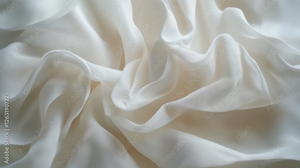 Smooth white fabric with elegant folds and texture Smooth white fabric with elegant folds and texture
