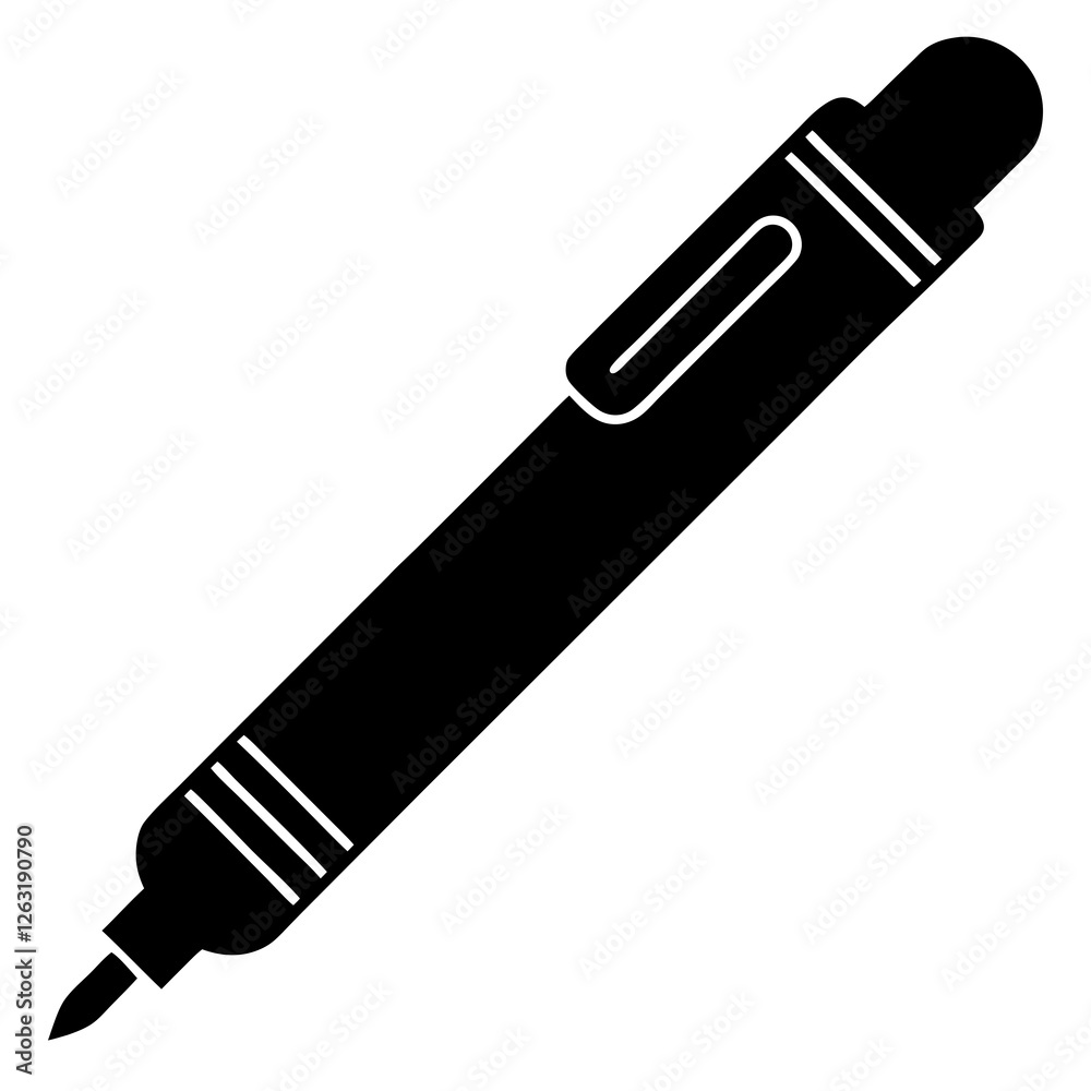 Insulin pen featuring a smoothly recessed button silhouette vector illustration Insulin pen featuring a smoothly recessed button silhouette vector illustration