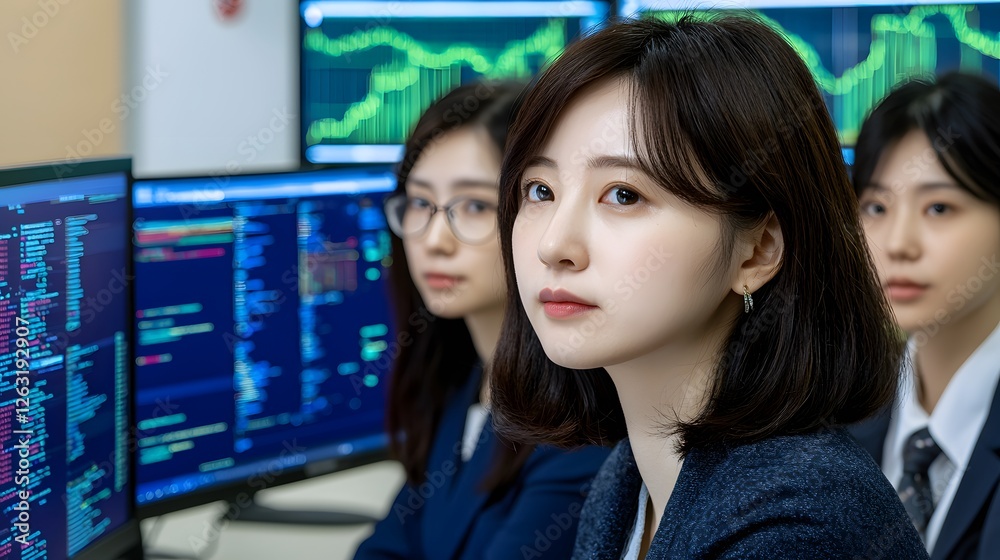 Young Businesswomen Collaborating in Modern Office Environment Young Businesswomen Collaborating in Modern Office Environment