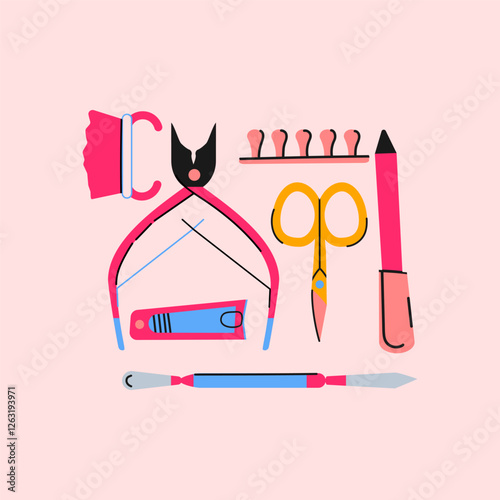 Manicure set. Trendy vector illustration.