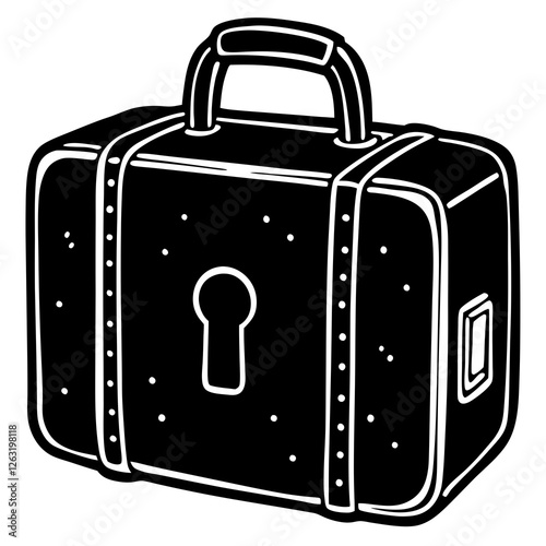 Suitcase featuring an inwardly recessed lock system silhouette vector illustration 