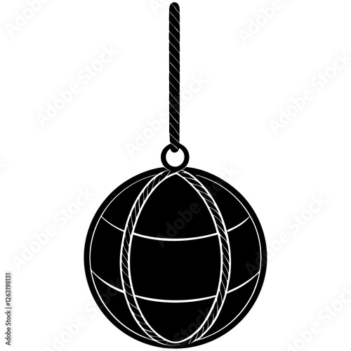 Ether ball featuring a recessed rope attachment  silhouette vector illustration 
