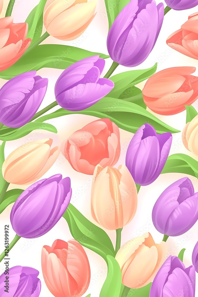 Obraz premium Soft Pastel Floral Pattern with Tulips