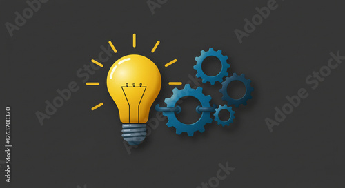 A network of connections illuminates a lightbulb with a glowing gear, symbolizing the power of creative inspiration