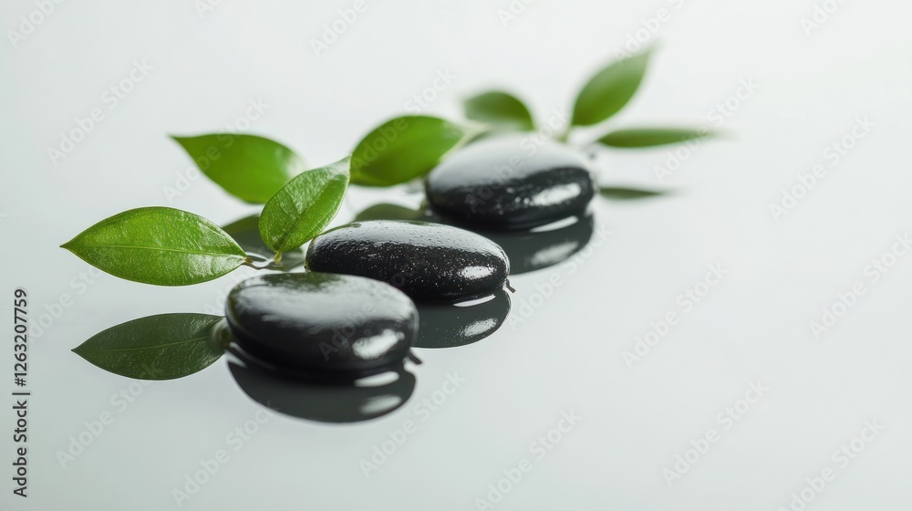 Zen Stones and Greenery: A Serene Reflection Zen Stones and Greenery: A Serene Reflection