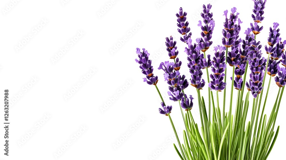 Fototapeta premium Beautiful Fresh Lavender Flowers on White Background for Design
