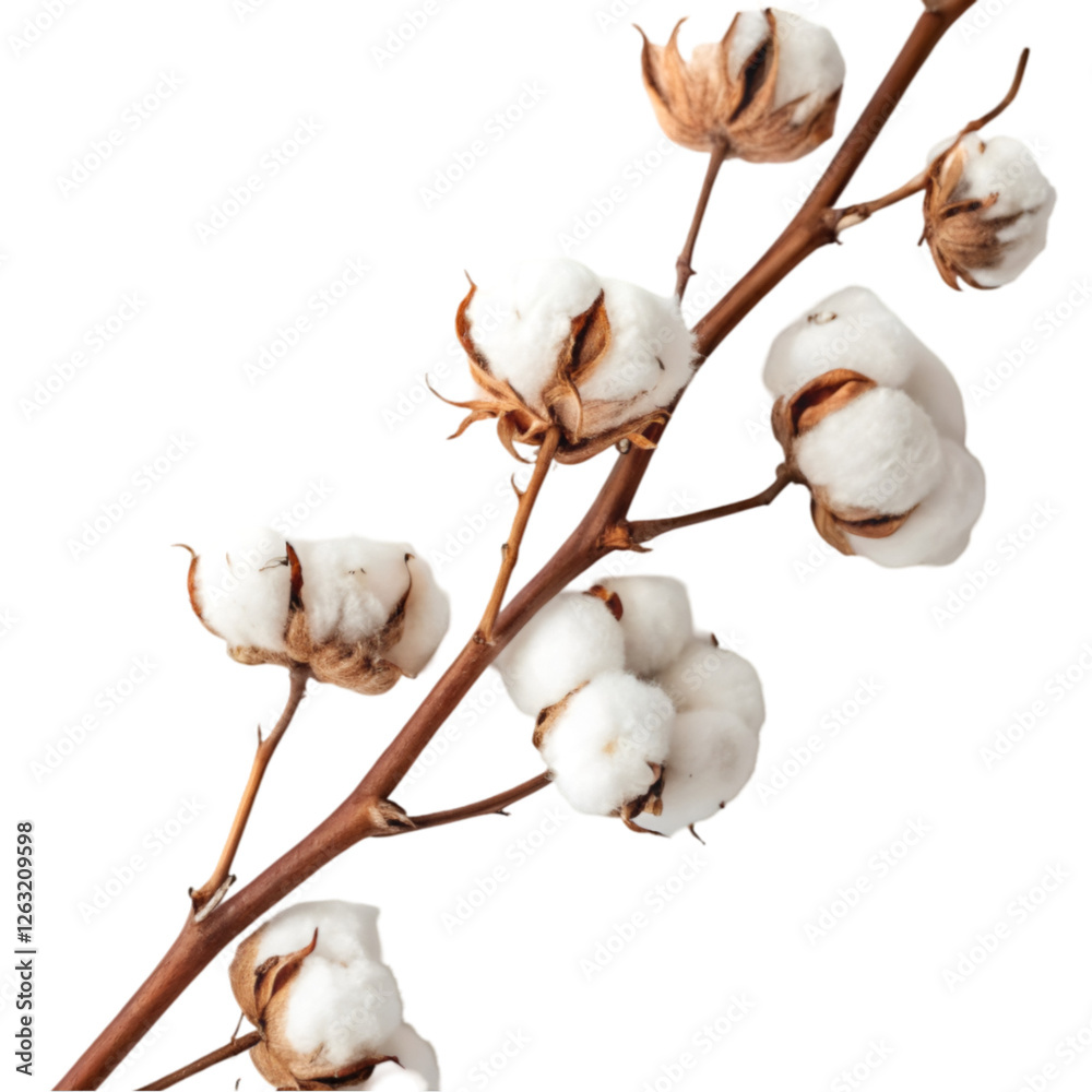 Cotton branch isolated on transparent background