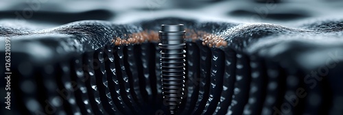 Microscopic View of Dental Implant Integrating with Bone Tissue