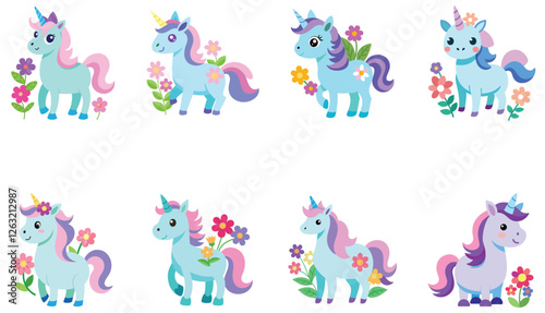 set of funny cartoon animals