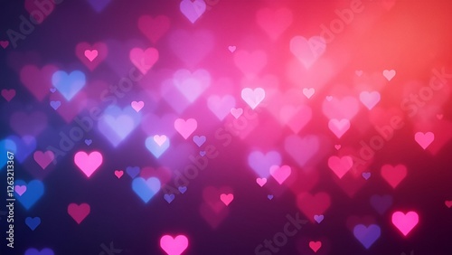 Wallpaper Mural Dreamy neon heart bokeh background with vibrant pink, purple, blue, and orange hues, softly blurred for depth. Abstract, romantic, and whimsical with copy space, blank space, and space for text, perfe Torontodigital.ca