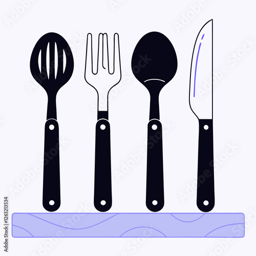Excessive consumption Minimalist illustration of kitchen utensils on a stand
