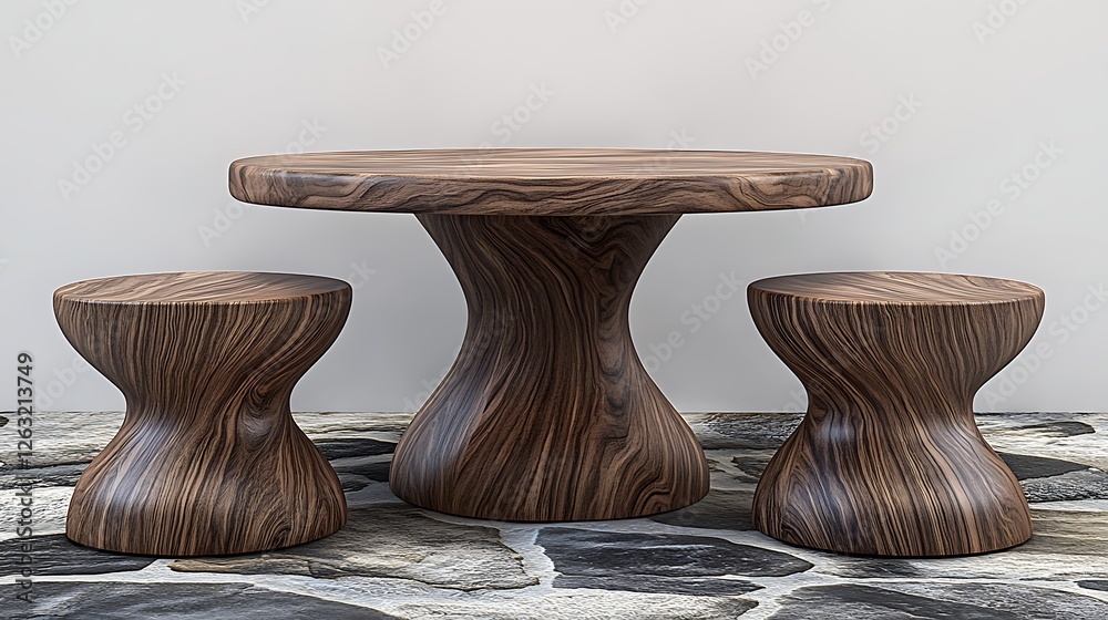 Minimalist Wooden Table with Crafted Stool Minimalist Wooden Table with Crafted Stool