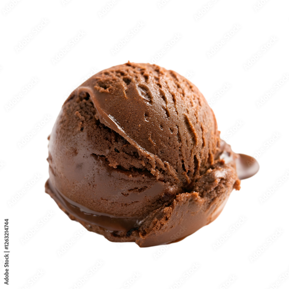 Chocolate ice cream scoop isolated on transparent background Chocolate ice cream scoop isolated on transparent background