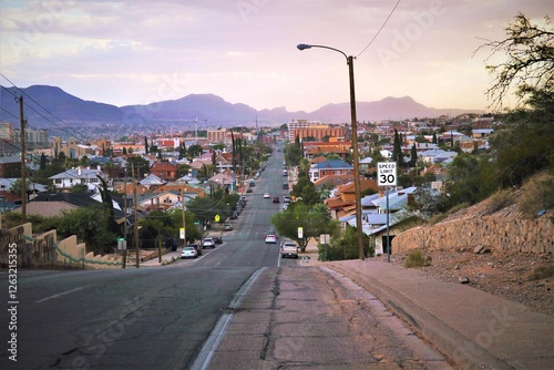 El Paso, Texas Street and Mountains