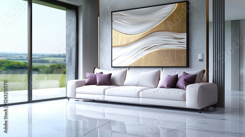 Modern Minimalist Living Room Interior:  A sleek, contemporary living room interior.