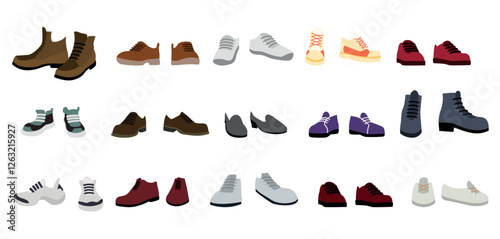 A set of shoes vector. Stylish shoes. For man and woman. Different seasons. Design element