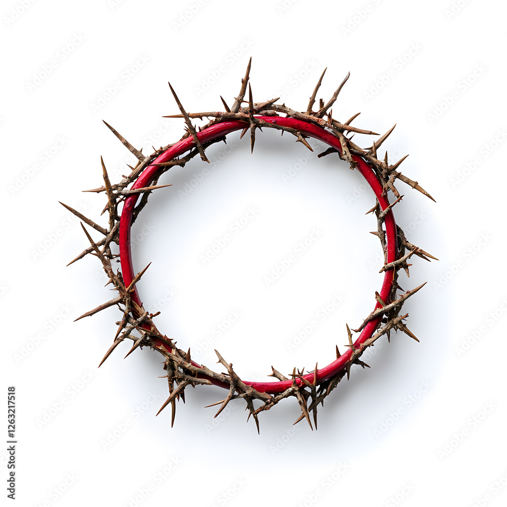 A crown of thorns top view isolated on a white background A crown of thorns top view isolated on a white background