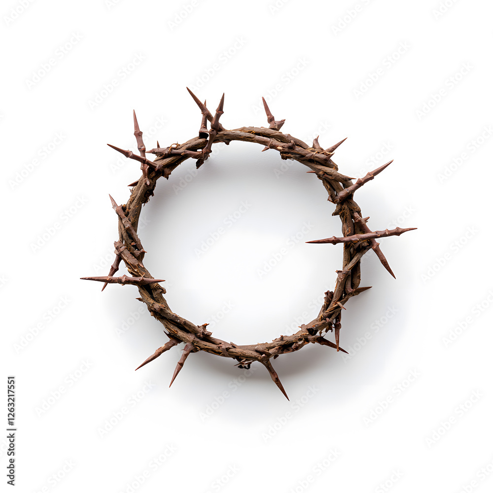 Fototapeta premium A crown of thorns top view isolated on a white background
