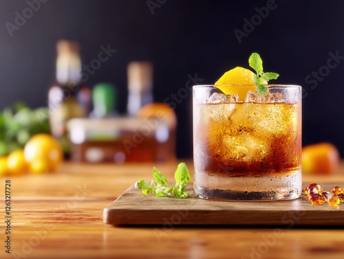 Refreshing cocktail preparation home bar beverage cozy atmosphere close-up mixology essentials