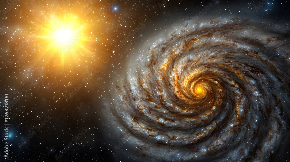 Fototapeta premium Stunning Spiral Galaxy with Bright Star and Cosmic Background