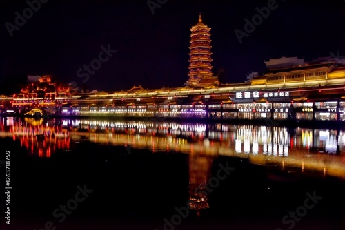 Photography night view of the city of moscow russia