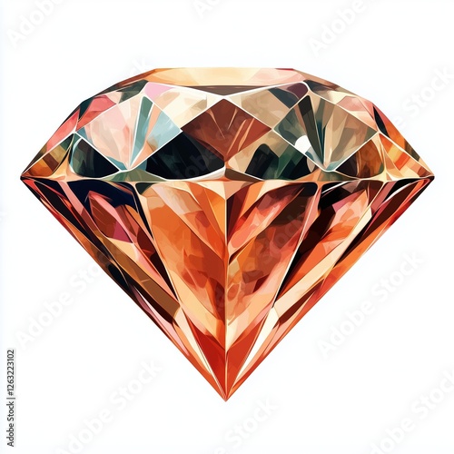 Elegant Low-Poly Diamond Design in Geometric Aesthetics