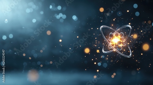 A glowing atom emitting waves of energy, symbolizing the potential of nuclear fusion as a clean and nearly limitless source of power.