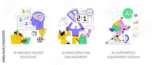 AI in Sports Industry abstract concept vector illustrations.