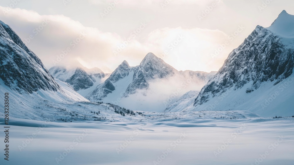 Obraz premium Nordic-inspired room with minimalist design, neutral tones, cozy throws, and natural wooden furniture for a calm, serene atmosphere