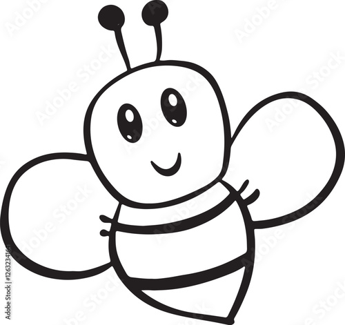 cute bee icon silhouette vector on white background