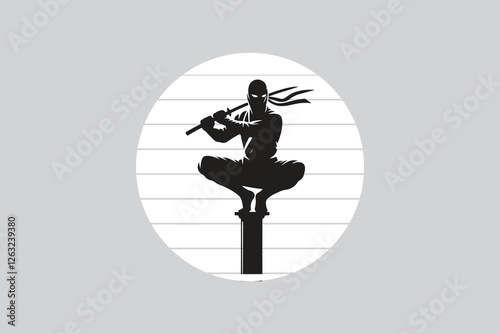 sitting ninja with katana 