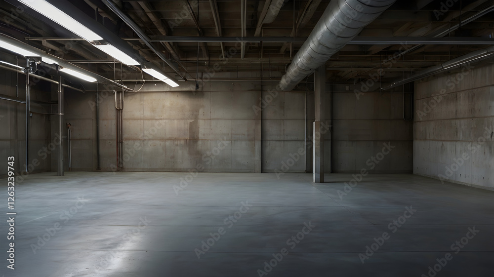 An empty basement room on the bottom floor An empty basement room on the bottom floor