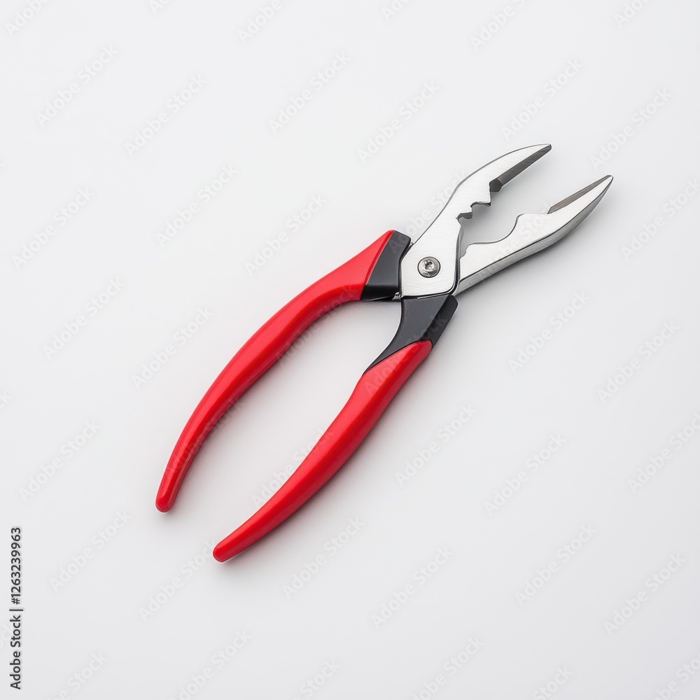 Red and Silver Pliers with Ergonomic Grip on Minimalist Background for DIY and Repair Projects Red and Silver Pliers with Ergonomic Grip on Minimalist Background for DIY and Repair Projects